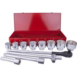 Socket Set 12pc 1' Drive 6pt 46 - 80mm In Metal Case