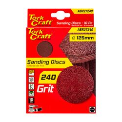 Sanding Disc 125mm No Hole 240 Grit 10/pack Hook And Loop