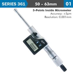 Dig. 3 Points Inside Micrometer 50-63mm 0.005mm Acc. 0.001mm Res.