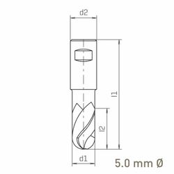MAYKESTAG HSS-Co8 Slot End Mill With Radius 5mm Short Series 2 Flute Centre Cutting