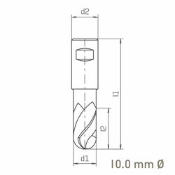 MAYKESTAG HSS-Co8 Slot End Mill With Radius 10mm Short Series 2 Flute Centre Cutting