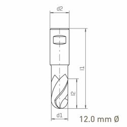 MAYKESTAG HSS-Co8 Slot End Mill With Radius 12mm Short Series 2 Flute Centre Cutting