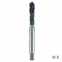 Hssco Machine Tap M 8 Din 371 C S/f Green Ring Alunit