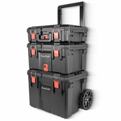 Plastic Tool Box Storage Station 3 Tier With Wheels