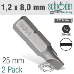 Slotted Bit 1.2x8mm 25mm 2cd