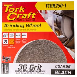 Grinding Wheel 250 X 40 X 50.8mm Bore Coarse 36g Black