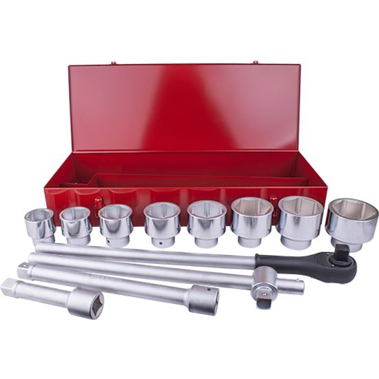 Socket Set 12pc 1' Drive 6pt 46 - 80mm In Metal Case