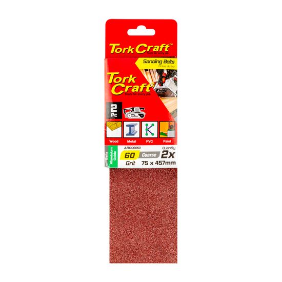 Sanding Belt 75 X 457mm 60grit 2/pack
