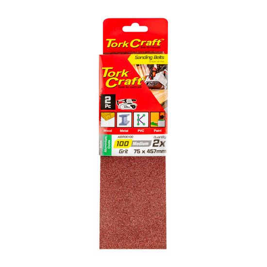 Sanding Belt 75 X 457mm 100grit 2/pack