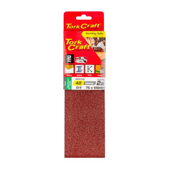 Sanding Belt 75 X 510mm 40grit 2/pack