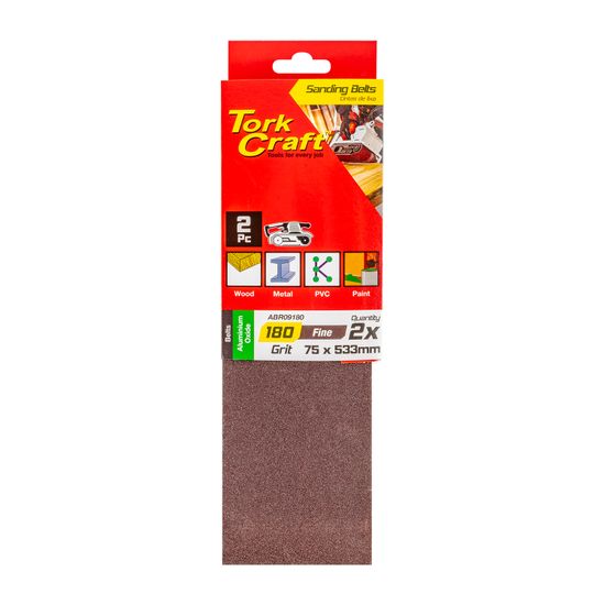Sanding Belt 75 X 533mm 180grit 2/pack