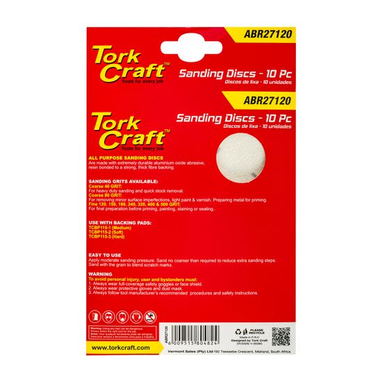 Sanding Disc 125mm No Hole 120 Grit 10/pack Hook And Loop