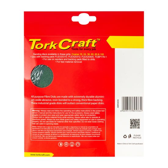 Fibre Disc 180mm 36 Grit 5/pack