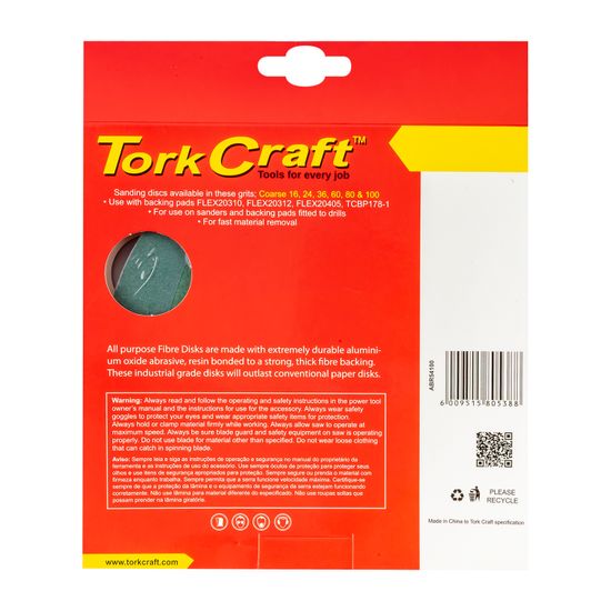 Fibre Disc 180mm 100 Grit 5/pack