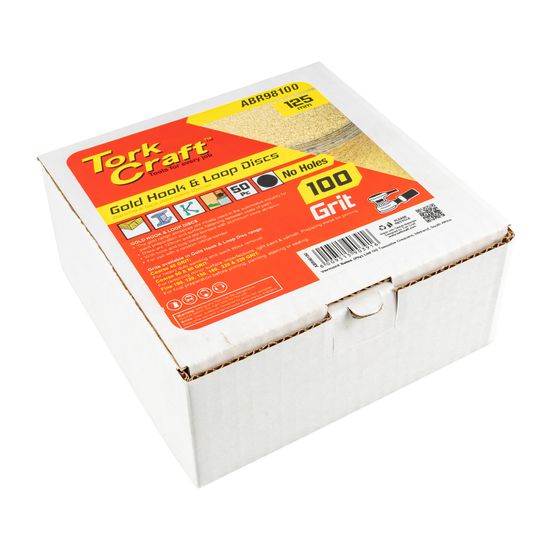 Gold Disc (50 Pieces) 100 Grit 125mm Without Hole Hook And Loop