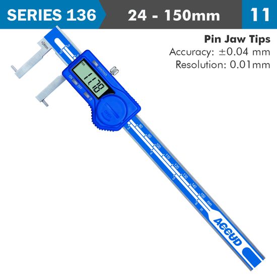 Dig. Caliper 24-150mm 0.04mm Acc. Inside Point 0.01mm Res. S/steel