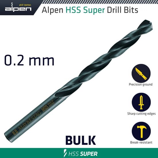 Hss Super Drill Bit 0.2mm Bulk