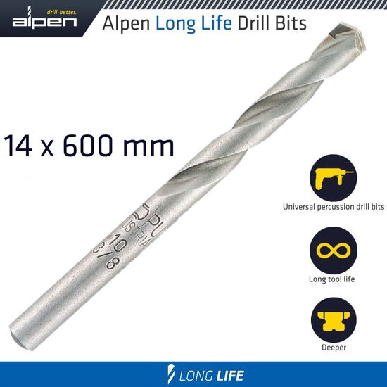 Masonry Drill Bit Long Life 14 X 600mm Pouch