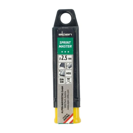 Hss Sprint Master 2.5mm 10-pack Hang Tag Din 338 ALPEN Drill Bits