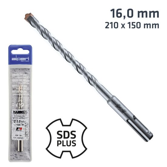 Sds Plus 210x150 16.0mm Hammer Bit Plastic Wallet