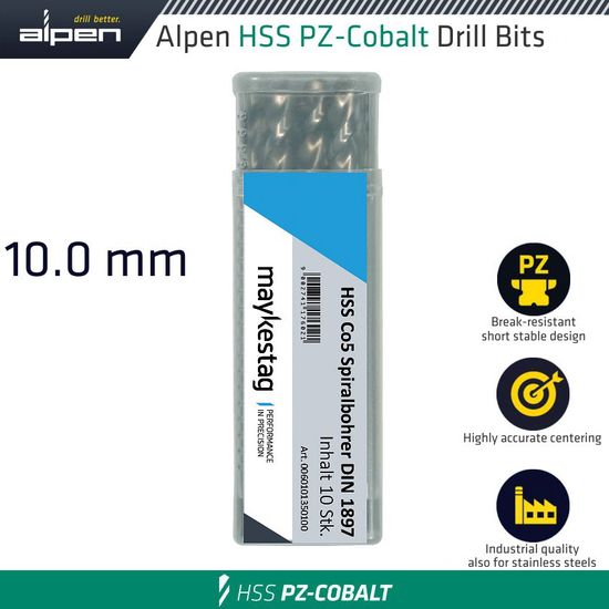 ALPEN Cobalt Drill Short Bulk 10.00mm