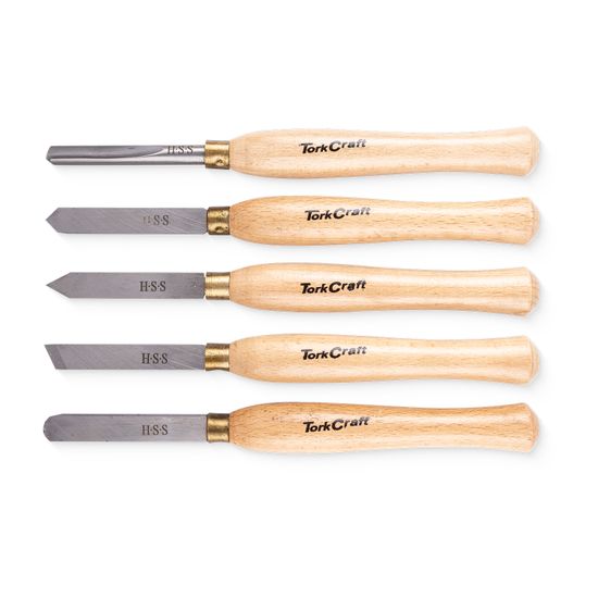 Chisel Set Wood Turning 300mm Hss 5 Piece Wood Case