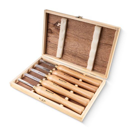Chisel Set Wood Turning 270mm Hss 5 Piece Wood Case