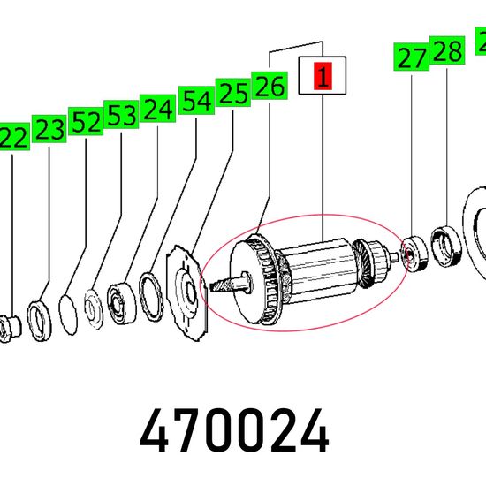 FESTOOL Armature POLLUX 180 E 230V Rotary Polisher Spare Part