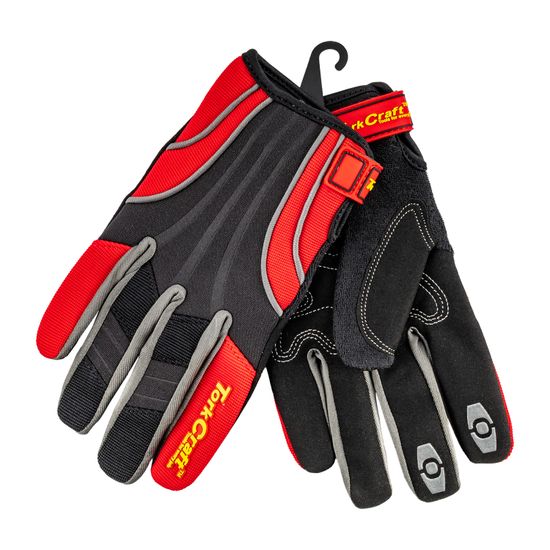 Mechanics Glove X Large Synthetic Leather Reinforced Palm Spandex Red