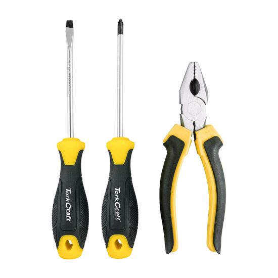 3pc Screwdriver Sl5x100mm & Ph2x100mm & 160mm Combination Plier