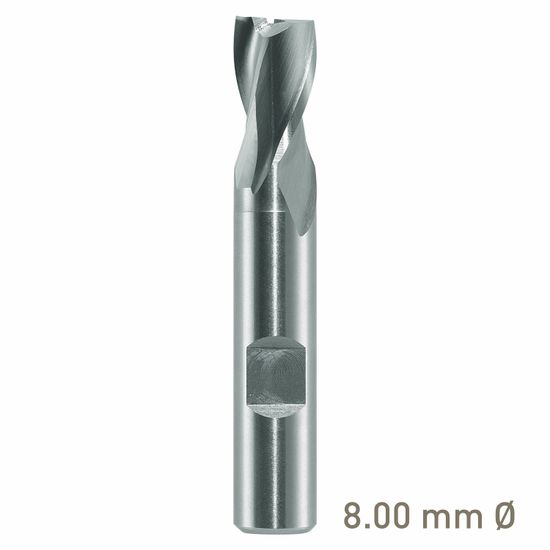 MAYKESTAG HSS-Co8 Slot End Mill 8mm Short Series 2 Flute Centre Cutting DIN 327 D
