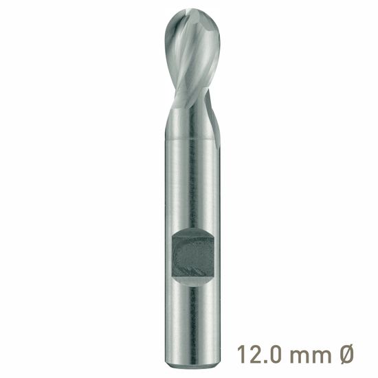 MAYKESTAG HSS-Co8 Slot End Mill With Radius 12mm Short Series 2 Flute Centre Cutting