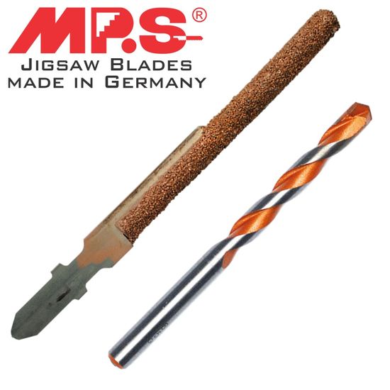 Jigsaw Blade Univ. Set Carbide Rasp 6mm 100/75 + Drill Bit 6x60x100mm