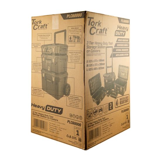 Plastic Tool Box Storage Station 3 Tier With Wheels