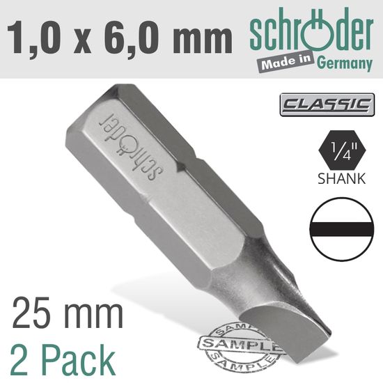 Slotted Bit 1.0x6mm 25mm 2cd