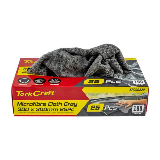 Microfibre Cloth Disp. Grey 300mm X 300mm 180gsm 25pc T/box
