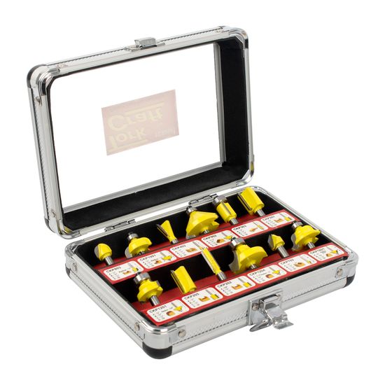 Router Bit Set 12pc/alu.case 1/4'