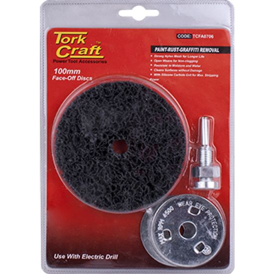 Face Off Disc & Arbor 100mm Carded For Drill