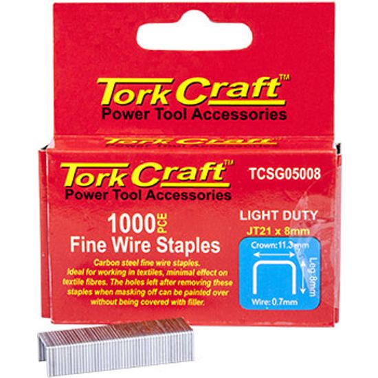 Flat Wire Staple 21g X 0.7mm X 8mm Jt21 1000pc C/steel For Tcsg0500
