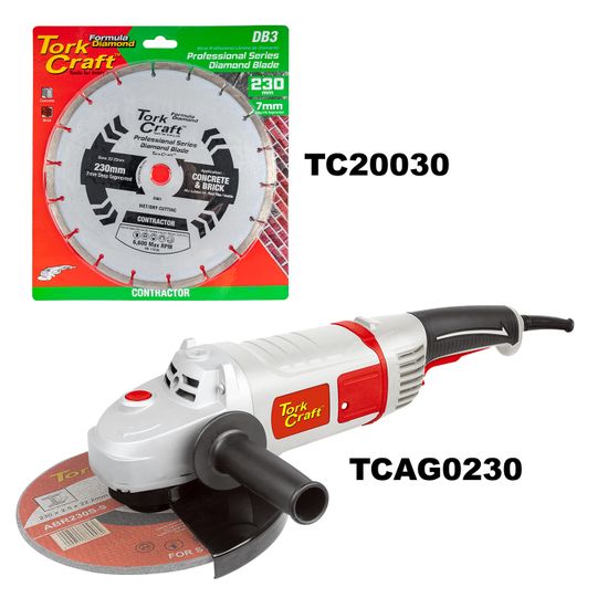 Angle Grinder 230mm Tcag0230 C/w Db3 Seg Diamond Blade
