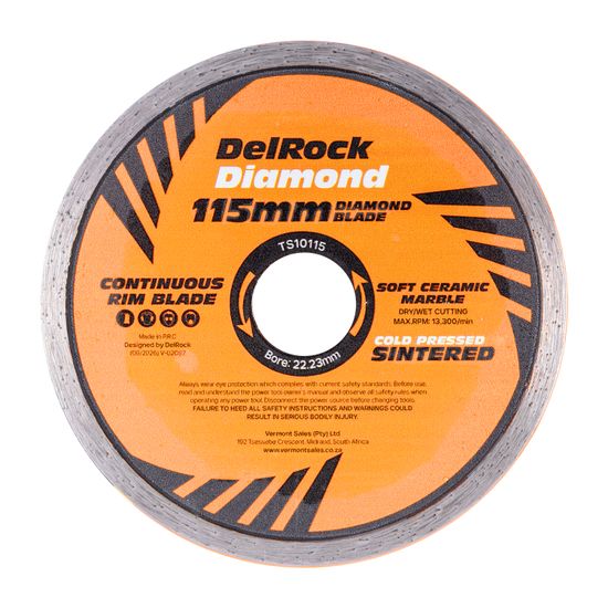 Diamond Blade 115mm Cont. Rim DELROCK