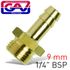 Brass Hose Tail 1/4 M X 9mm