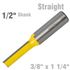 Straight Bit 3/8'(9.5mm) X 1 1/4'(31.8mm) Cut 2 Flute With Bottom Cut