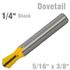 Dovetail Bit 5/16' X 3/8' 1/4' Shank