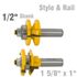 Style & Rail Set 1 5/8' X 1' Two Piece Ogee 1/2' Shank