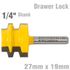 Drawer Lock 27mm X 19mm 1/4' Shank