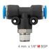 Pu Hose Fitting Tee 4mm-1/8 M