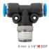 Pu Hose Fitting Tee 6mm-1/4 M