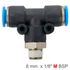 Pu Hose Fitting Tee 8mm-1/8 M