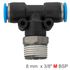 Pu Hose Fitting Tee 8mm-3/8 M